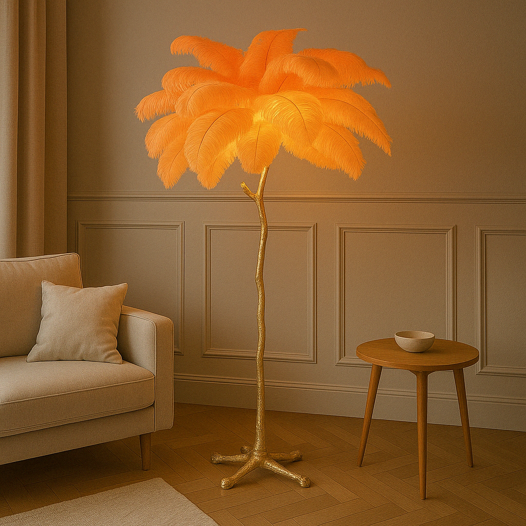 Feather Floor Lamp | Elegant Design with Adjustable LED Lighting 2