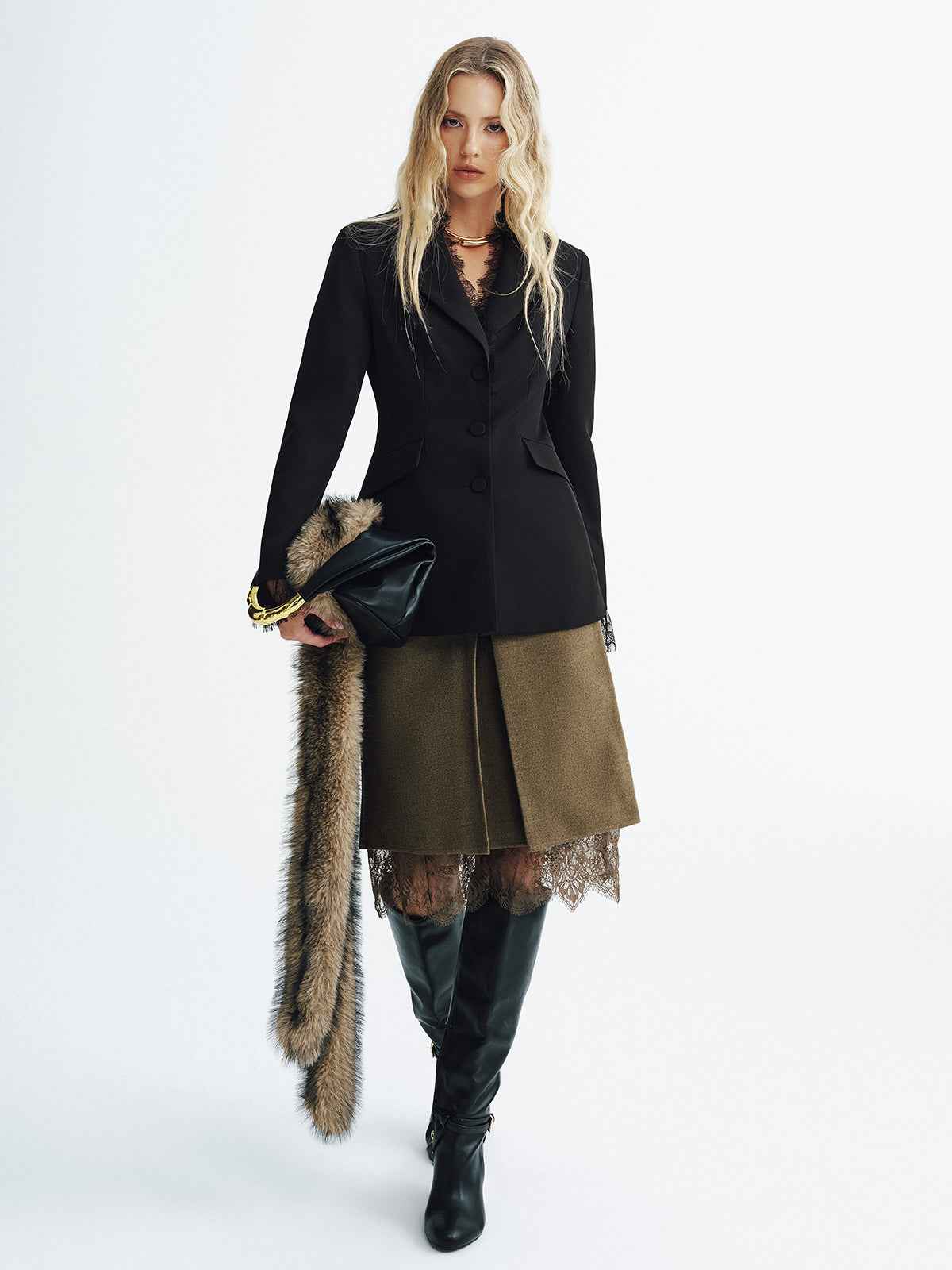 Fitted Blazer | Elegant Lace Detail with Slim Fit Design 2