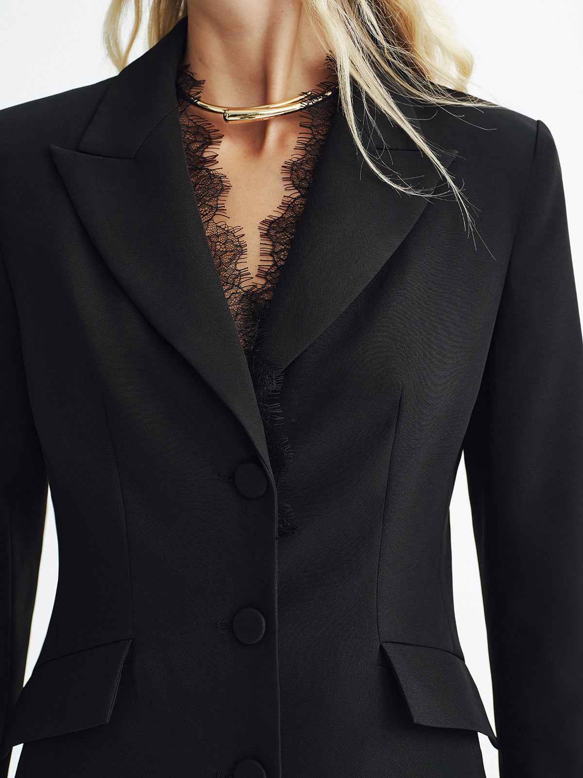 Fitted Blazer | Elegant Lace Detail with Slim Fit Design 3