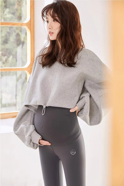 Fleece-Lined Maternity Pants | High-Waist Belly Support for Winter Comfort 2