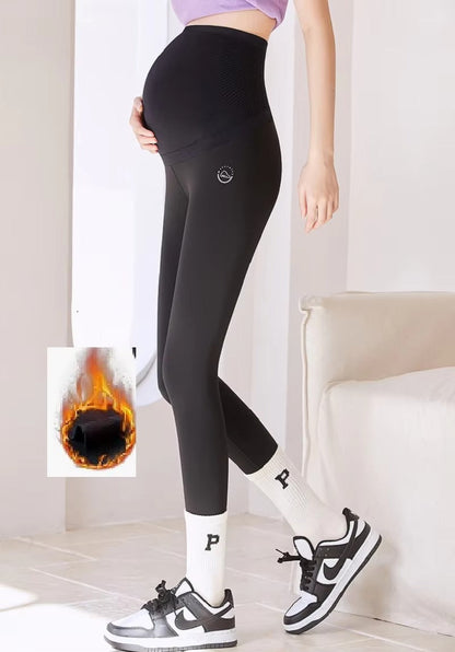 Fleece-Lined Maternity Pants | High-Waist Belly Support for Winter Comfort 5