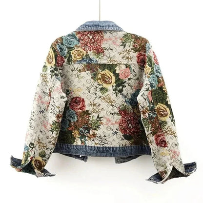 Floral Denim Jacket Women | Eco-Friendly 100% Organic Cotton Cropped Design 1