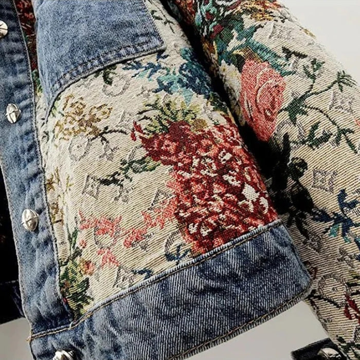 Floral Denim Jacket Women | Eco-Friendly 100% Organic Cotton Cropped Design 2