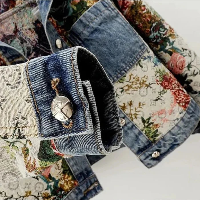 Floral Denim Jacket Women | Eco-Friendly 100% Organic Cotton Cropped Design 3