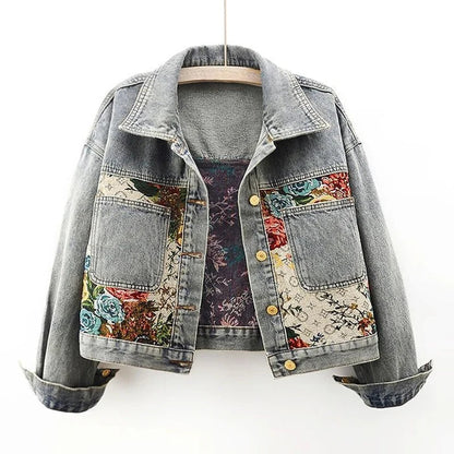 Floral Denim Jacket Women | Eco-Friendly 100% Organic Cotton Cropped Design 4