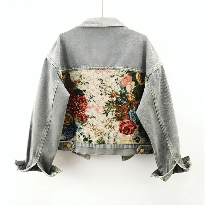 Floral Denim Jacket Women | Eco-Friendly 100% Organic Cotton Cropped Design 5