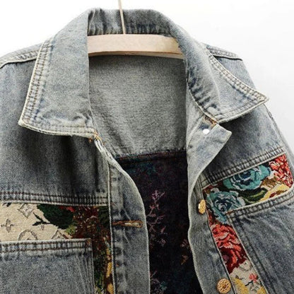 Floral Denim Jacket Women | Eco-Friendly 100% Organic Cotton Cropped Design 6
