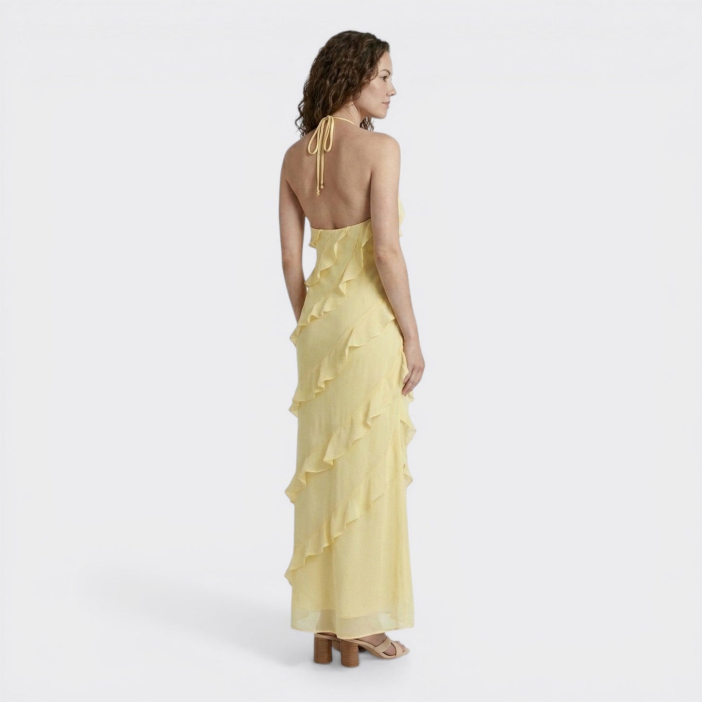 Floral Maxi Dress | Elegant Halter Neck with Cascading Ruffles 4