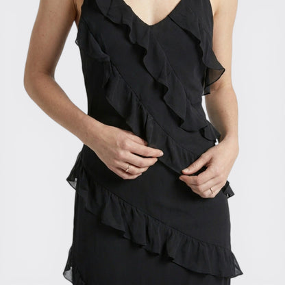 Floral Maxi Dress | Elegant Halter Neck with Cascading Ruffles 7