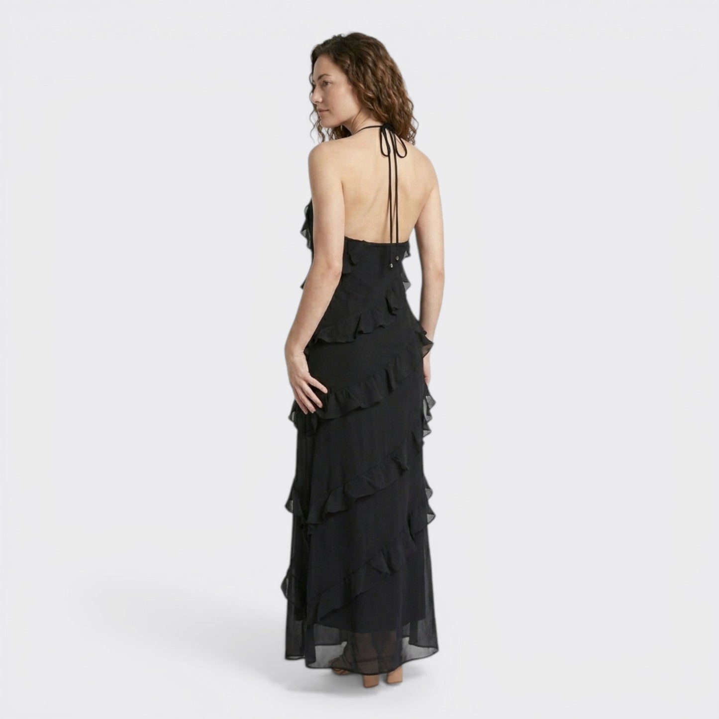 Floral Maxi Dress | Elegant Halter Neck with Cascading Ruffles 8