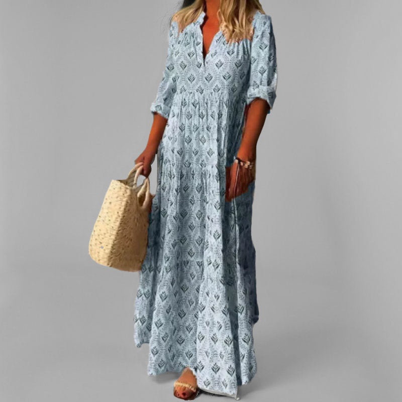 Floral Maxi Dress for Women | Lightweight Cotton with 3/4 Sleeves 3