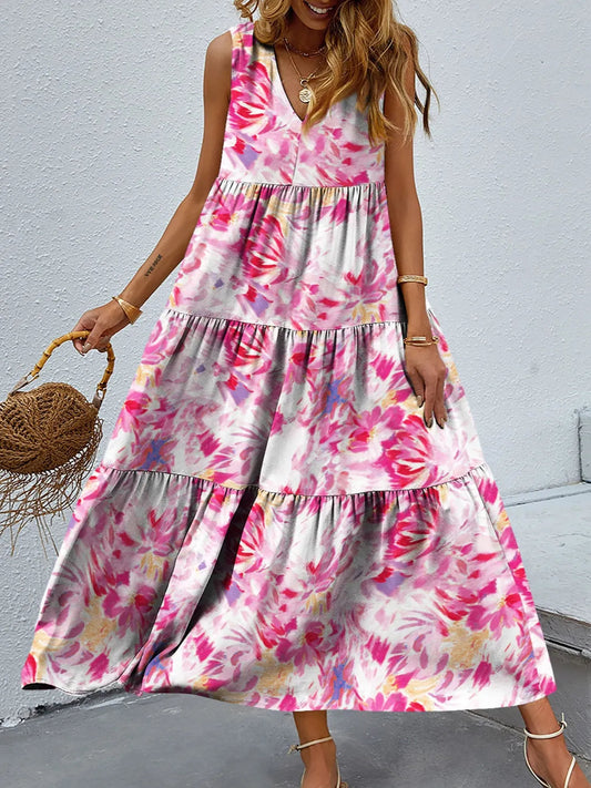 Floral Maxi Dress for Women | Sleeveless V-Neck with Flowing Silhouette 0