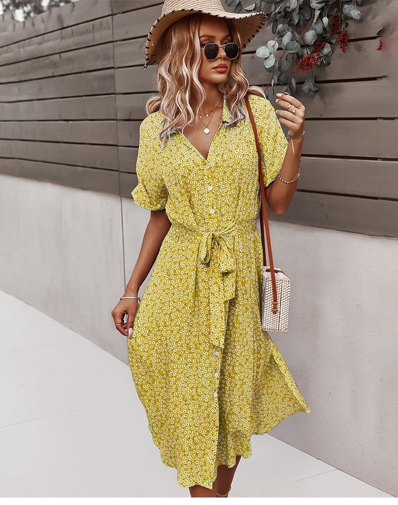 Floral Print Dress | Tailored Fit with Waist Belt for Elegant Style 4