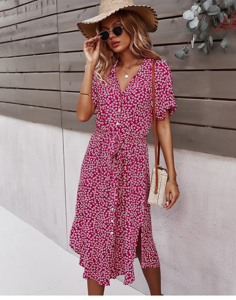 Floral Print Dress | Tailored Fit with Waist Belt for Elegant Style 8