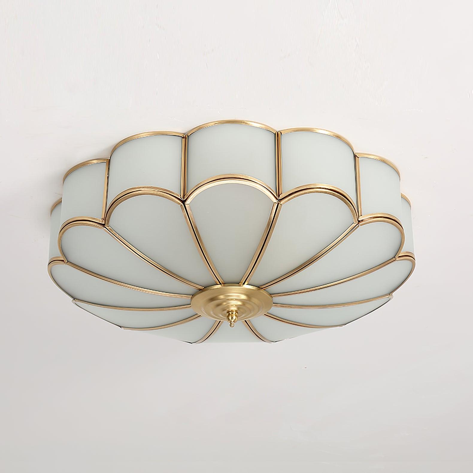 Flower Shape Glass Ceiling Light | Elegant Brass Finish with LED Compatibility 0
