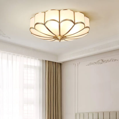 Flower Shape Glass Ceiling Light | Elegant Brass Finish with LED Compatibility 2