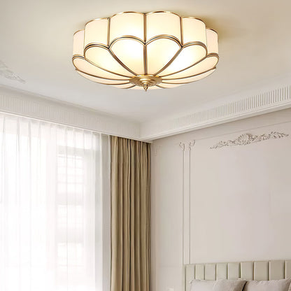 Flower Shape Glass Ceiling Light | Elegant Brass Finish with LED Compatibility 3