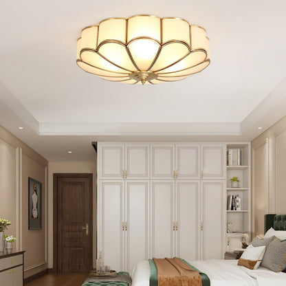 Flower Shape Glass Ceiling Light | Elegant Brass Finish with LED Compatibility 5