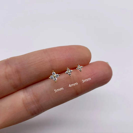 Flower Stud Earrings | Hypoallergenic S925 Sterling Silver with CZ Pave Stones 0