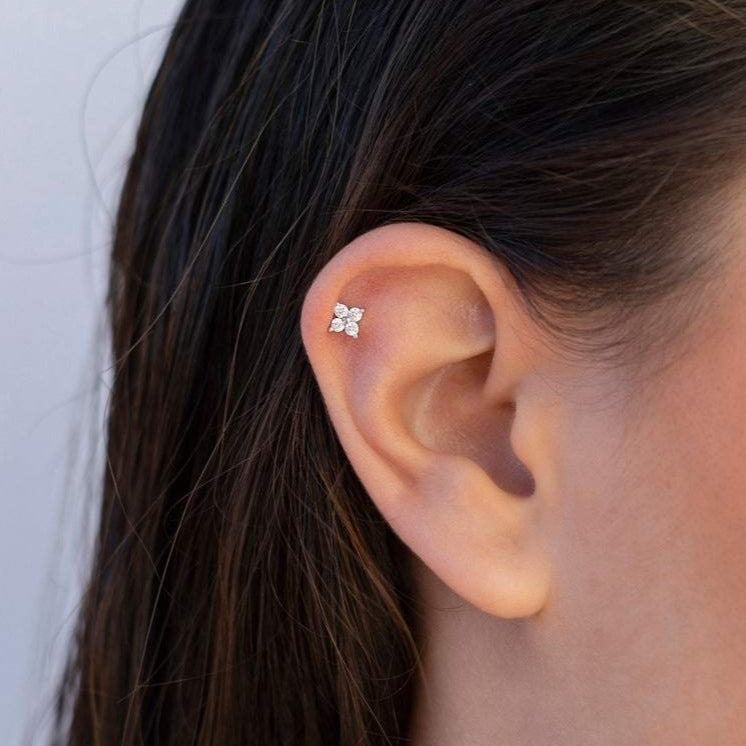 Flower Stud Earrings | Hypoallergenic S925 Sterling Silver with CZ Pave Stones 1