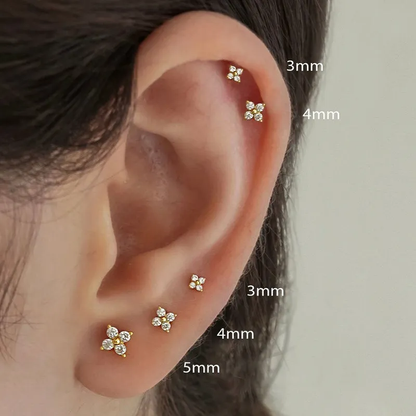 Flower Stud Earrings | Hypoallergenic S925 Sterling Silver with CZ Pave Stones 3