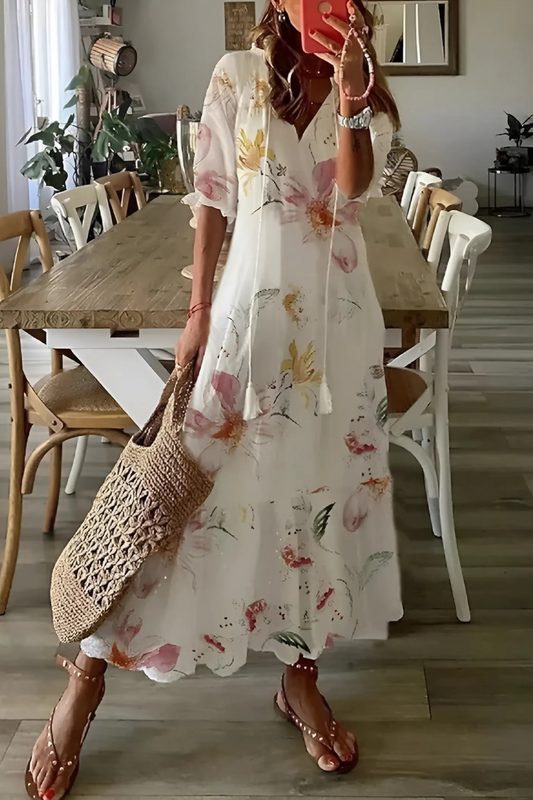 Flowing Women's Dress | Lightweight Midi with Playful Pattern & Relaxed Fit for Summer 0