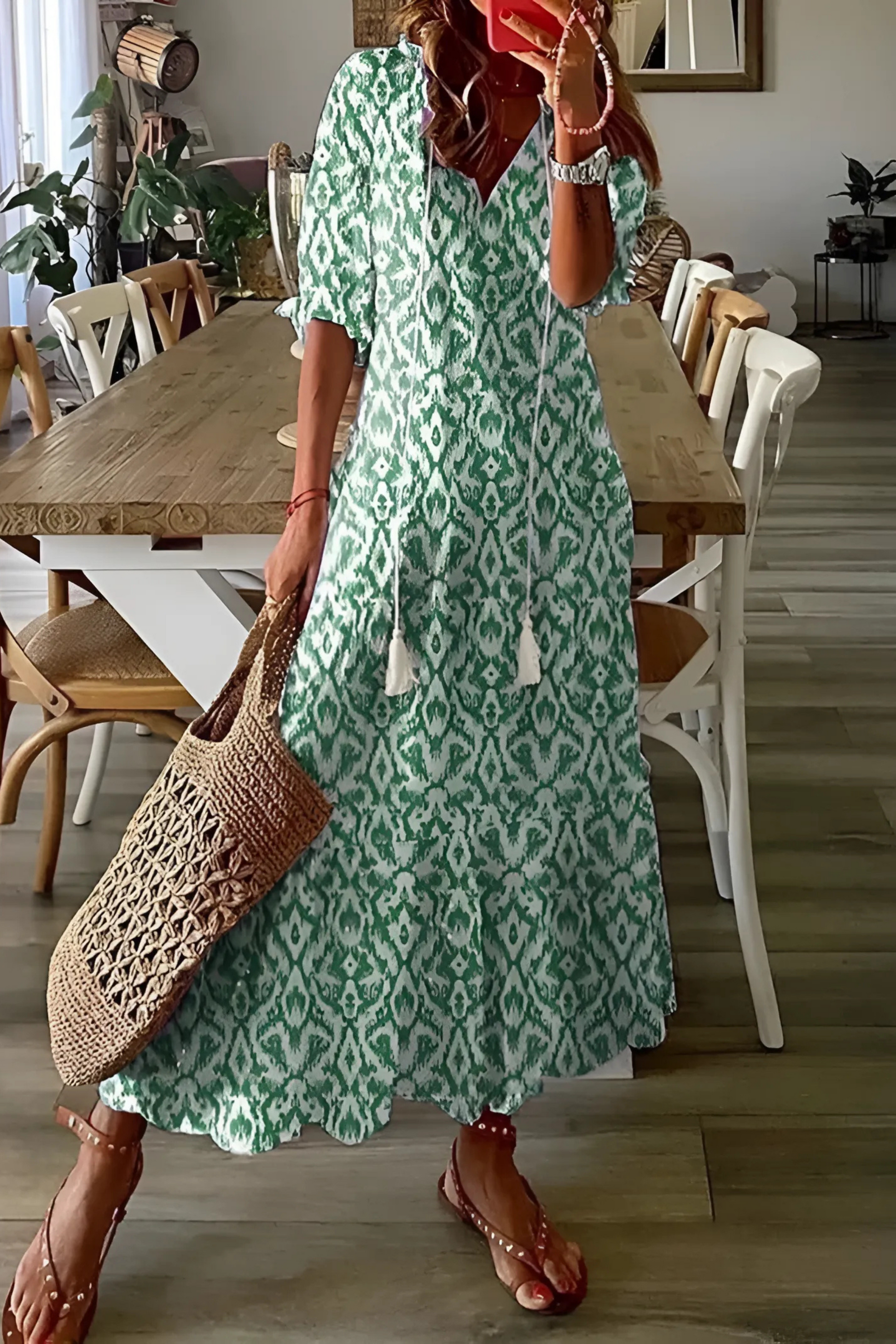 Flowing Women's Dress | Lightweight Midi with Playful Pattern & Relaxed Fit for Summer 1