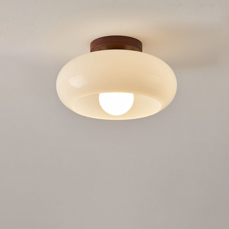 Flush Mount Ceiling Light | Cream Glass Shade with Soft LED Illumination 0
