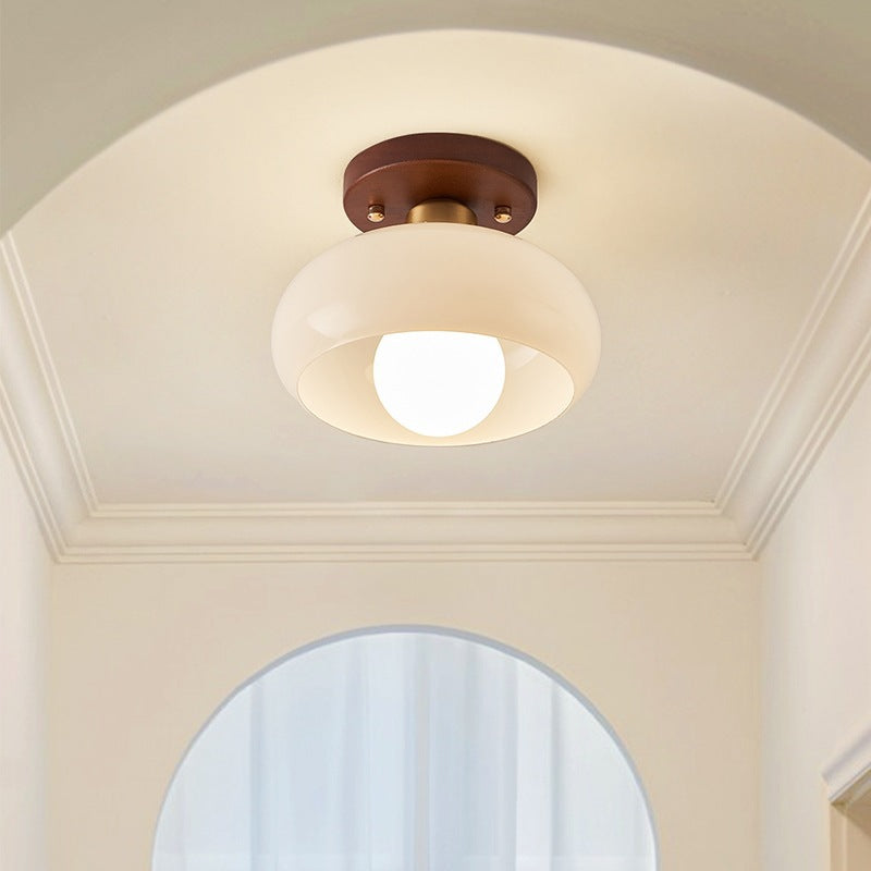 Flush Mount Ceiling Light | Cream Glass Shade with Soft LED Illumination 2