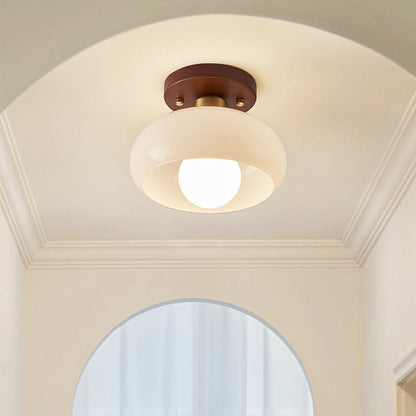 Flush Mount Ceiling Light | Cream Glass Shade with Soft LED Illumination 2