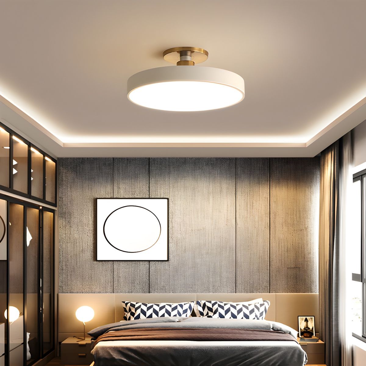 Flush Mount Ceiling Light | Elegant Black and Gold Design with Soft LED Illumination 2