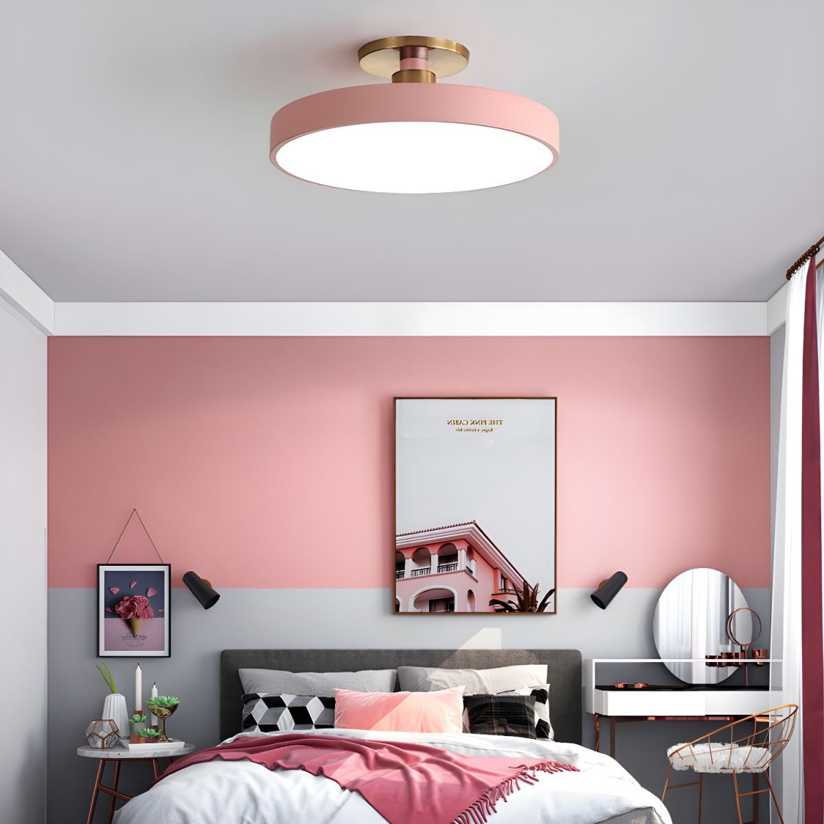 Flush Mount Ceiling Light | Elegant Black and Gold Design with Soft LED Illumination 3