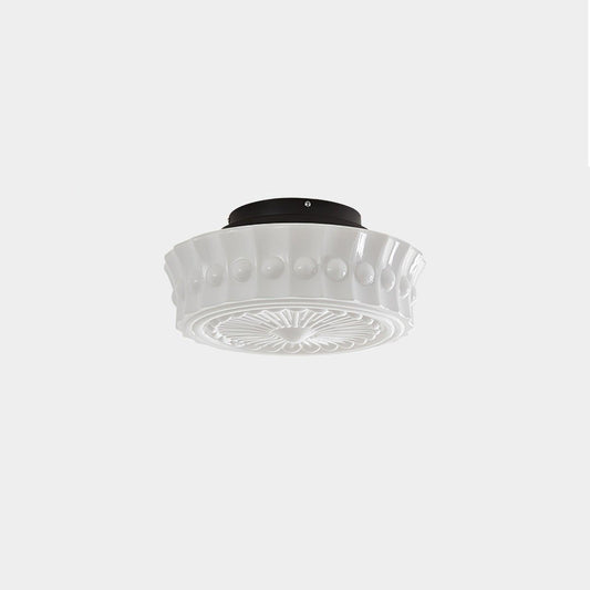 Flush Mount Ceiling Light | Elegant Metal and Glass Design for Dining Room 0