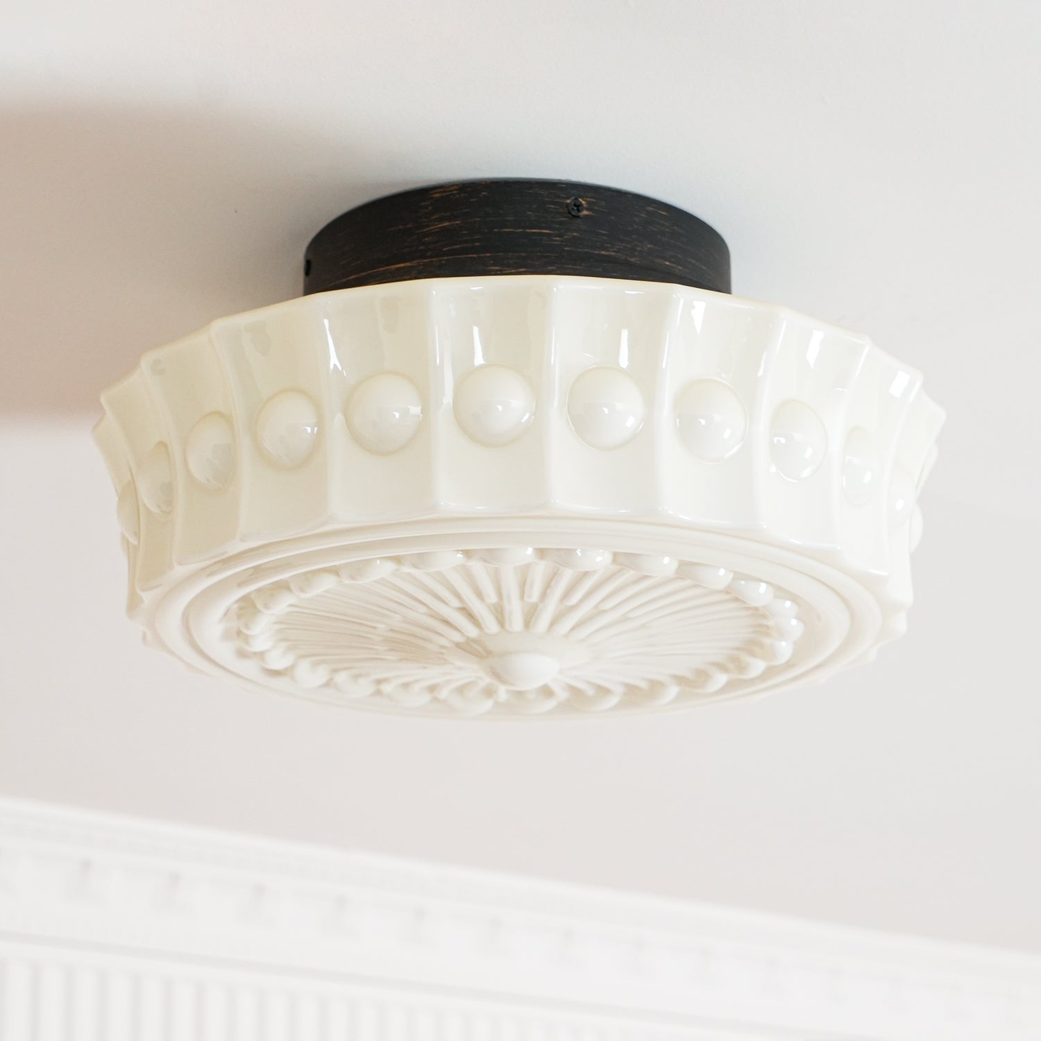 Flush Mount Ceiling Light | Elegant Metal and Glass Design for Dining Room 7