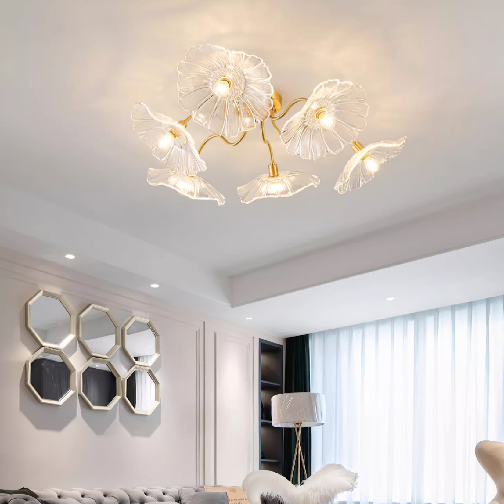 Flush Mount Ceiling Light | Unique Leaf-Shaped Frosted Glass Design with Soft LED Illumination 2