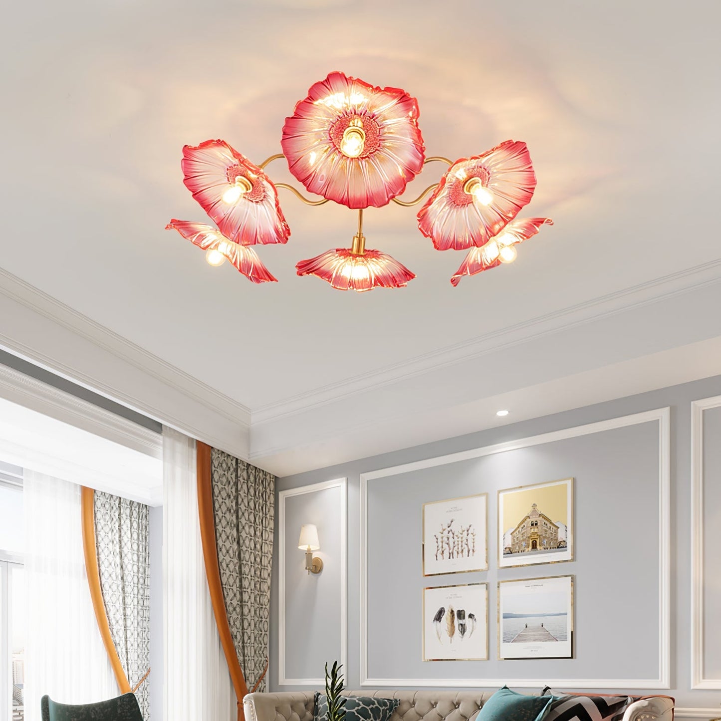 Flush Mount Ceiling Light | Unique Leaf-Shaped Frosted Glass Design with Soft LED Illumination 3
