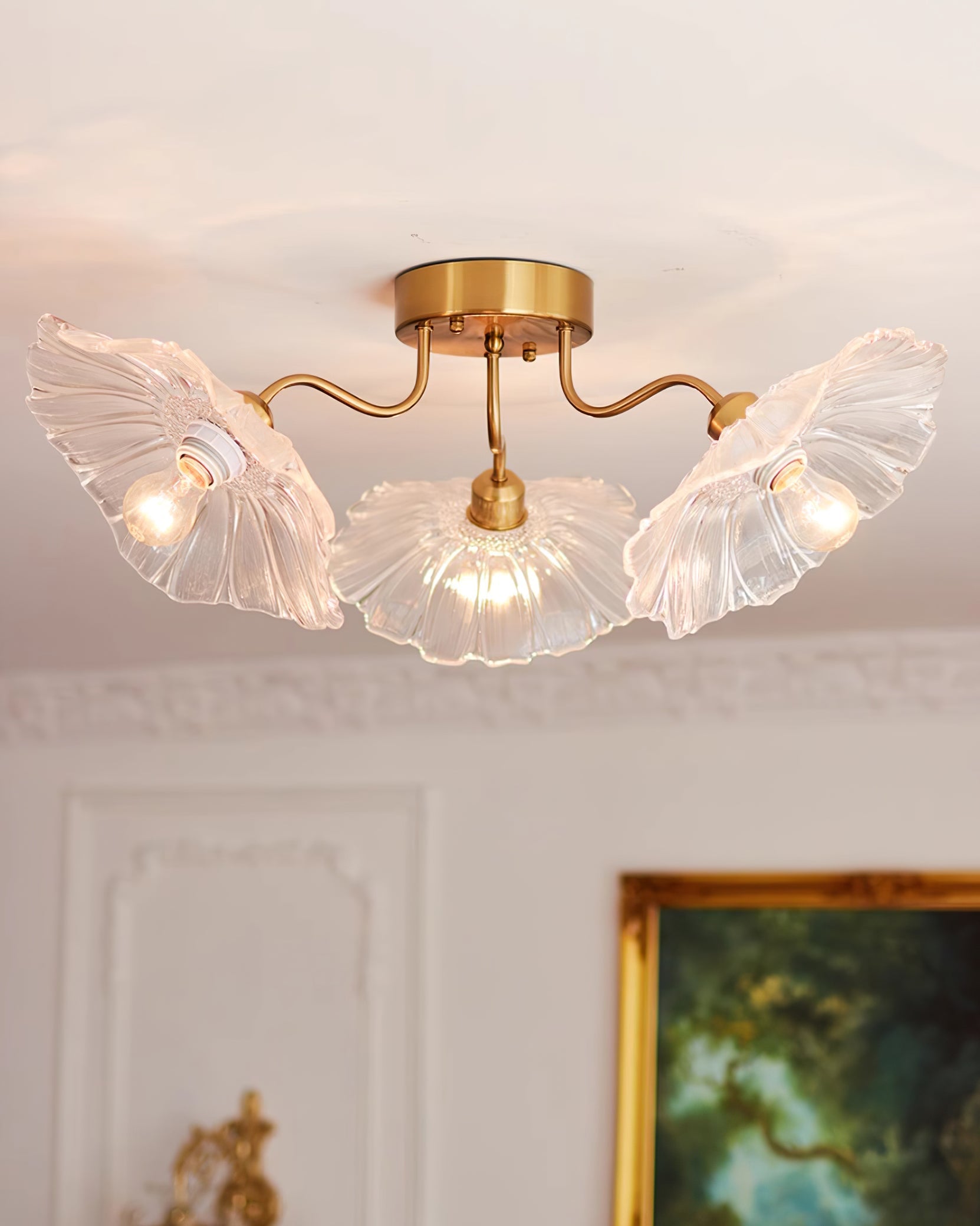 Flush Mount Ceiling Light | Unique Leaf-Shaped Frosted Glass Design with Soft LED Illumination 5