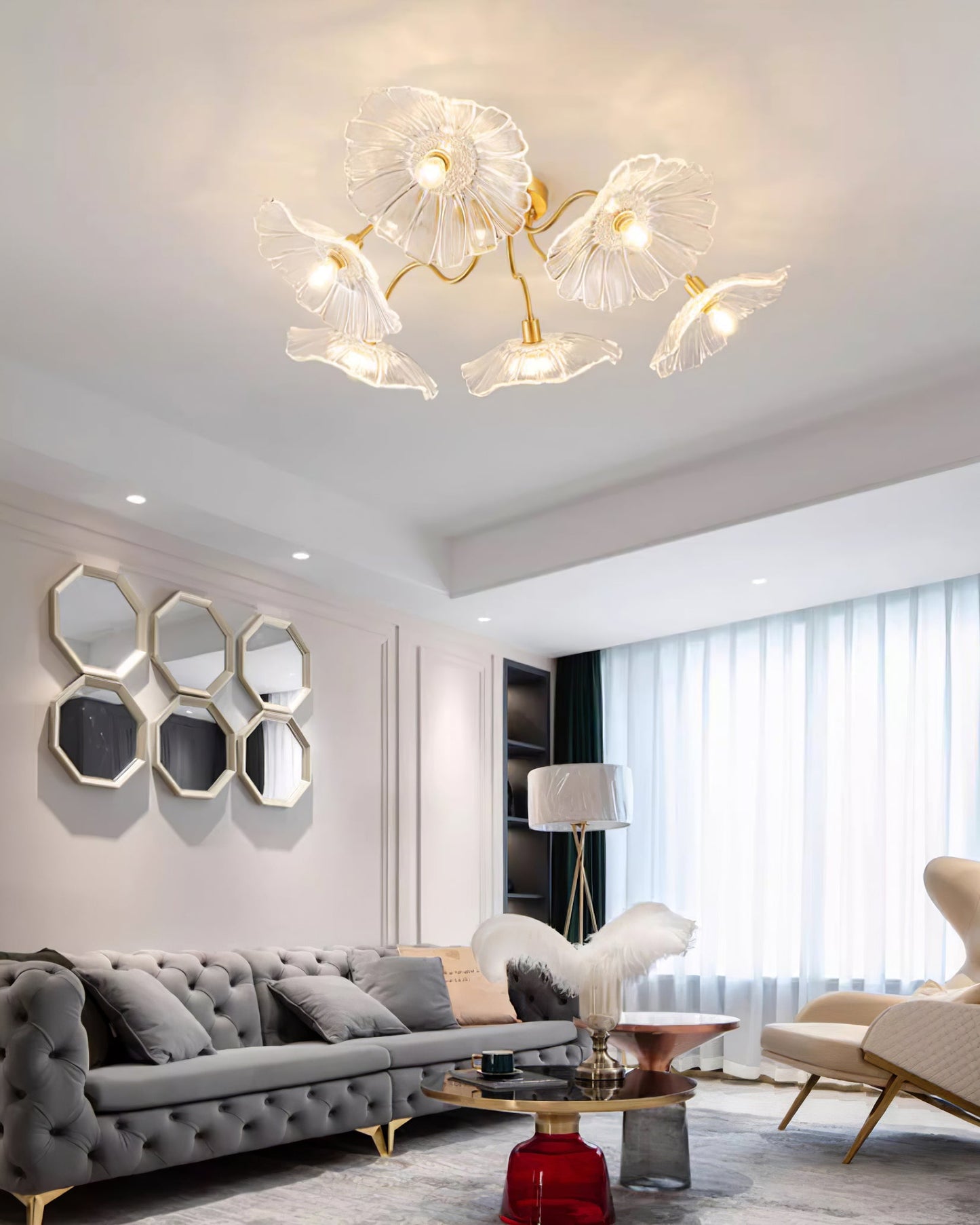 Flush Mount Ceiling Light | Unique Leaf-Shaped Frosted Glass Design with Soft LED Illumination 6