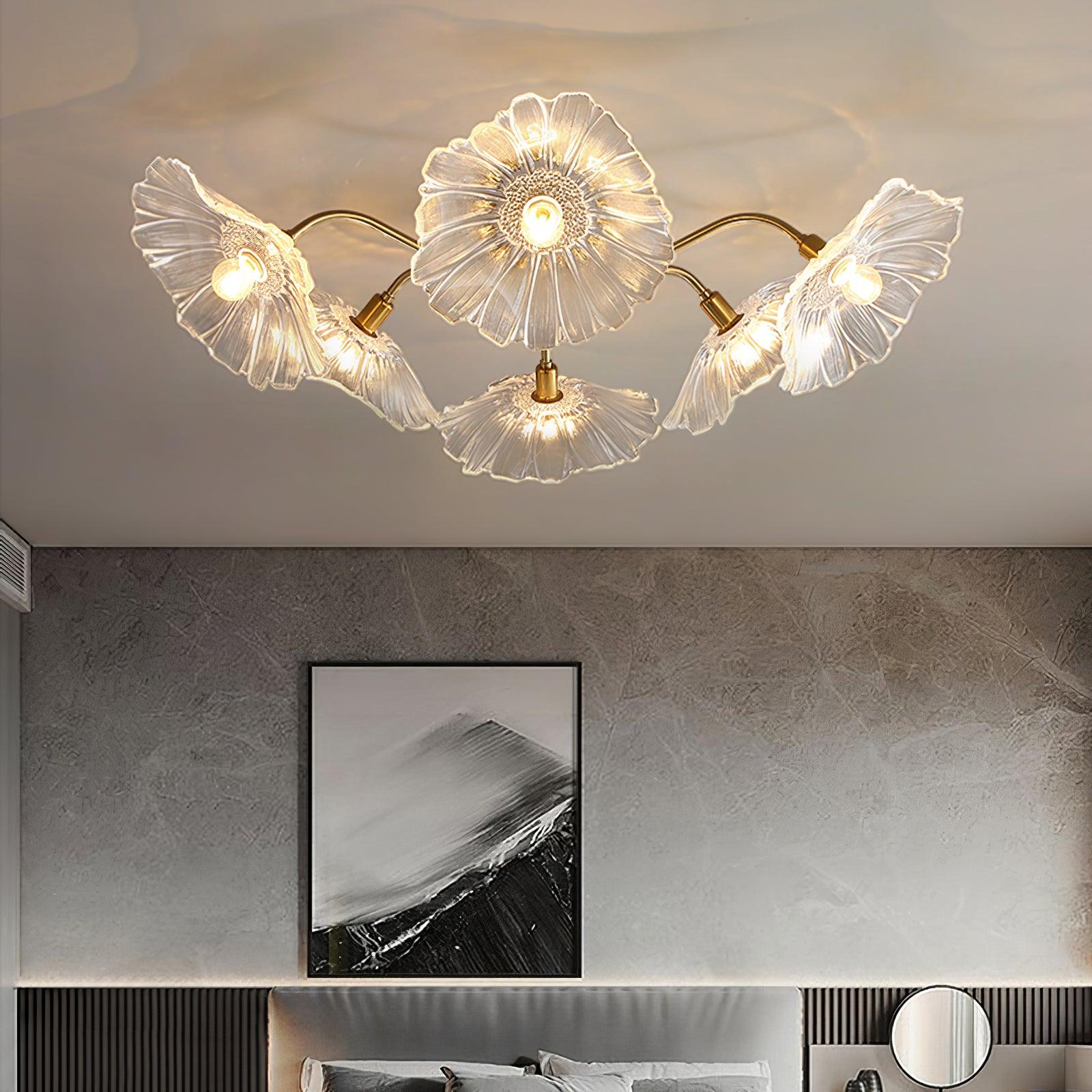 Flush Mount Ceiling Light | Unique Leaf-Shaped Frosted Glass Design with Soft LED Illumination 7