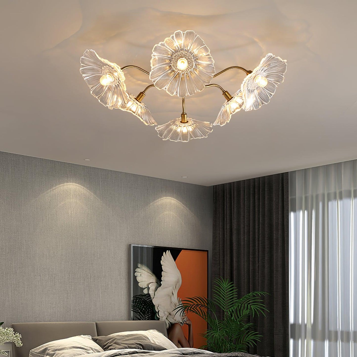 Flush Mount Ceiling Light | Unique Leaf-Shaped Frosted Glass Design with Soft LED Illumination 8