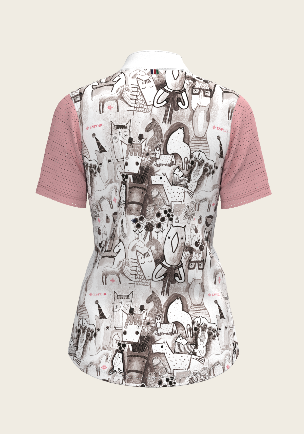 The Horse Fair Monochrome Short Pleated with Rose Short Sleeve Show Shirt