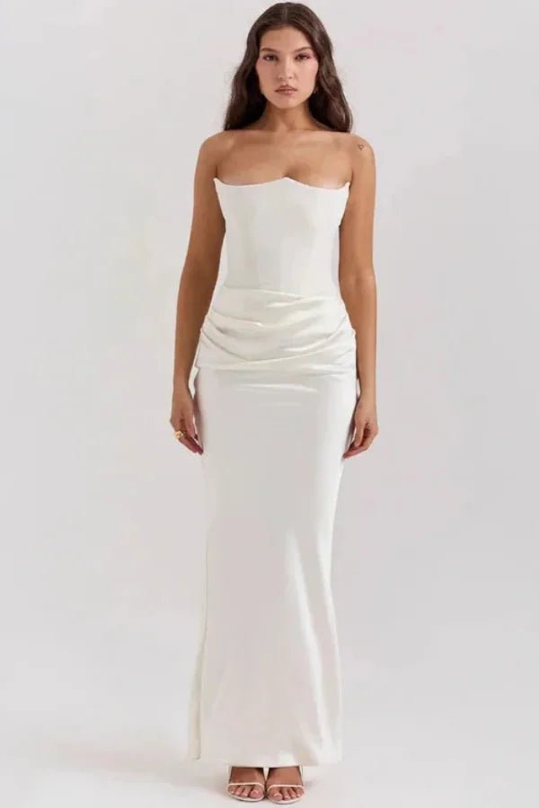 Formal Gown | Sculpted Corset Bodice with Cascading Satin for Wedding Guests 0