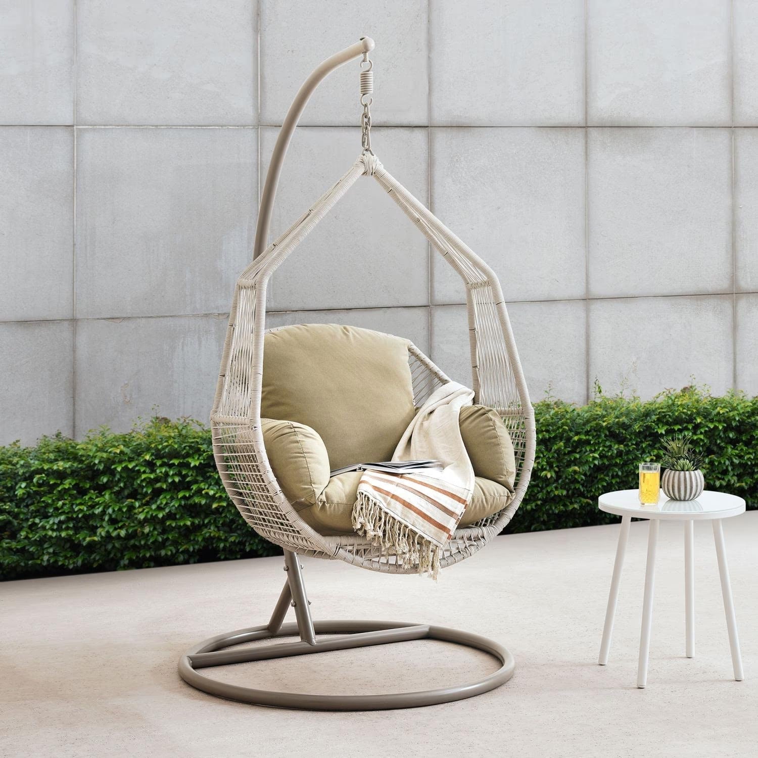 Freestanding Egg Swing Chair | Comfortable Outdoor Hanging Chair with Cushions 0