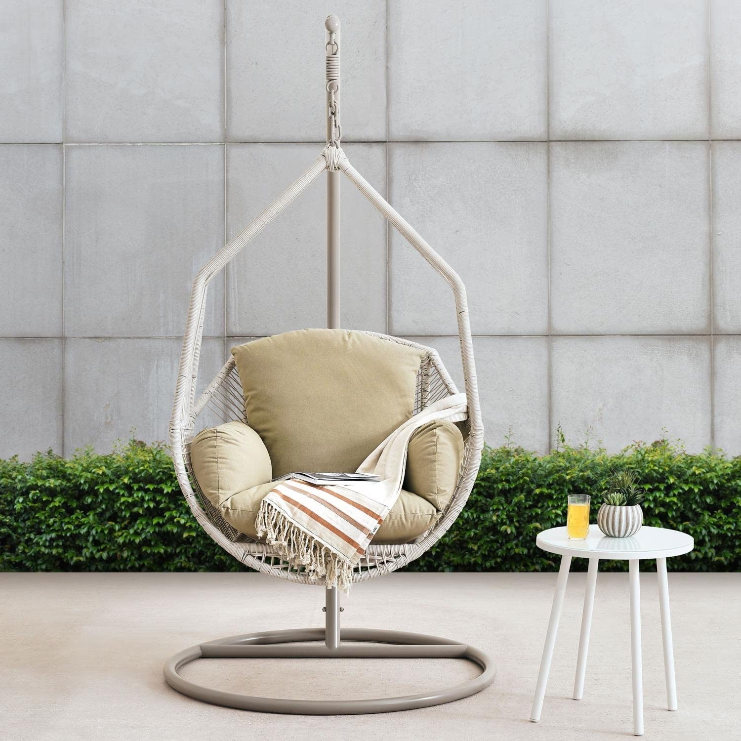 Freestanding Egg Swing Chair | Comfortable Outdoor Hanging Chair with Cushions 1