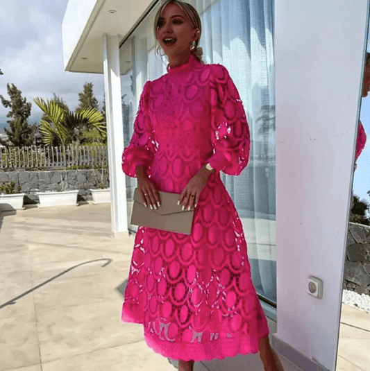 Freja Midi Dress | Timeless Lace Design with Flattering Silhouette 0