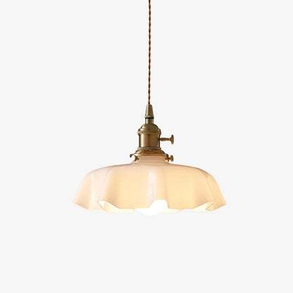 French Vintage Pendant Light | Ceramic Shade with Adjustable Height 1