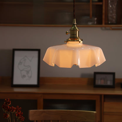 French Vintage Pendant Light | Ceramic Shade with Adjustable Height 3