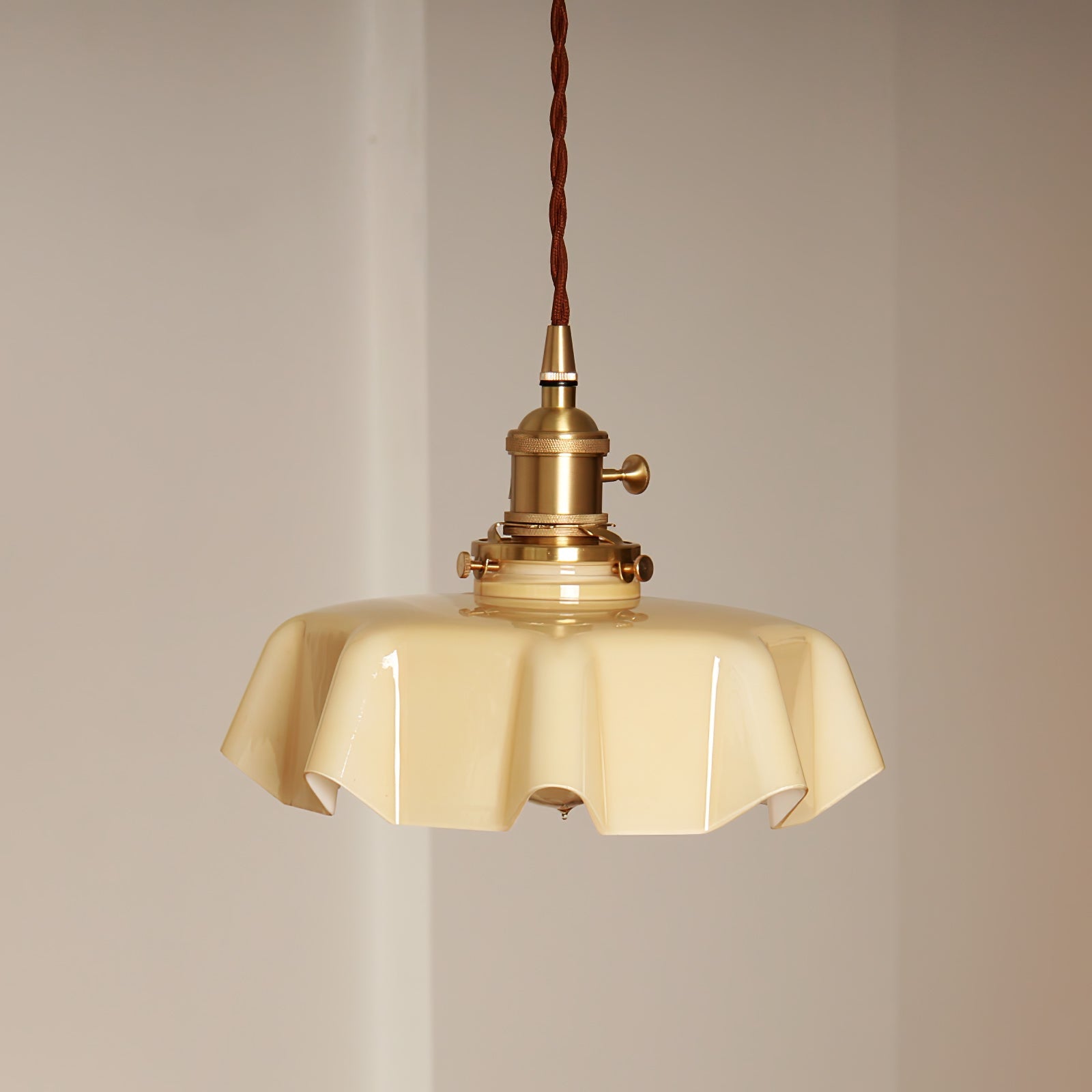 French Vintage Pendant Light | Ceramic Shade with Adjustable Height 5