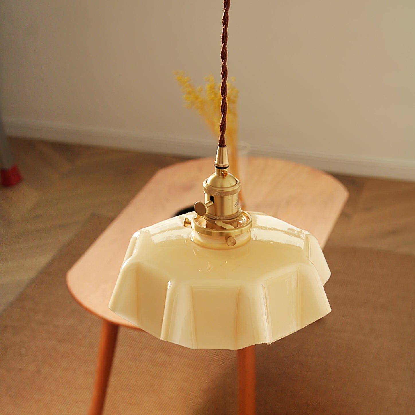 French Vintage Pendant Light | Ceramic Shade with Adjustable Height 6