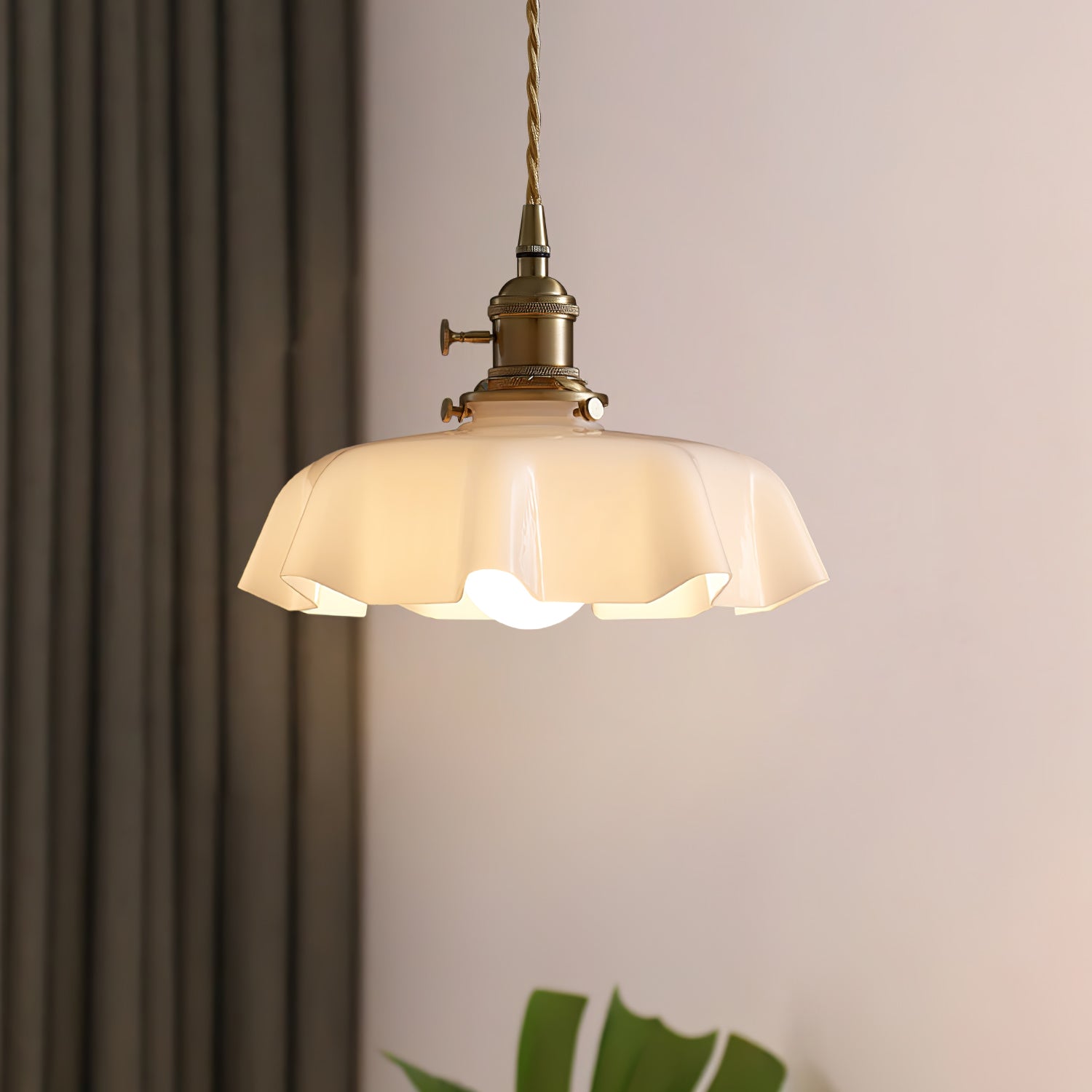 French Vintage Pendant Light | Ceramic Shade with Adjustable Height 7